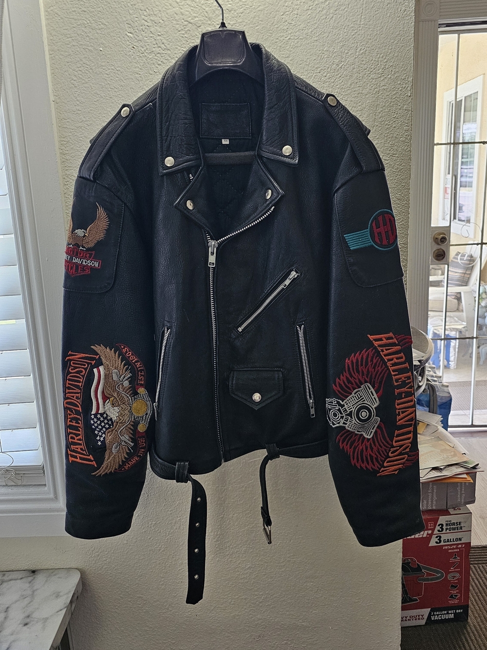 Harley-Davidson Men’s Black Embroidered Leather Biker Jacket